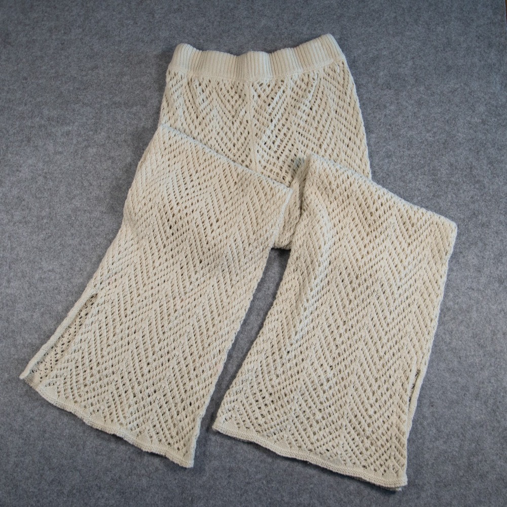 Wild Fable Crochet Knit Flare Pants Cream Beach Cover Up Sz XS